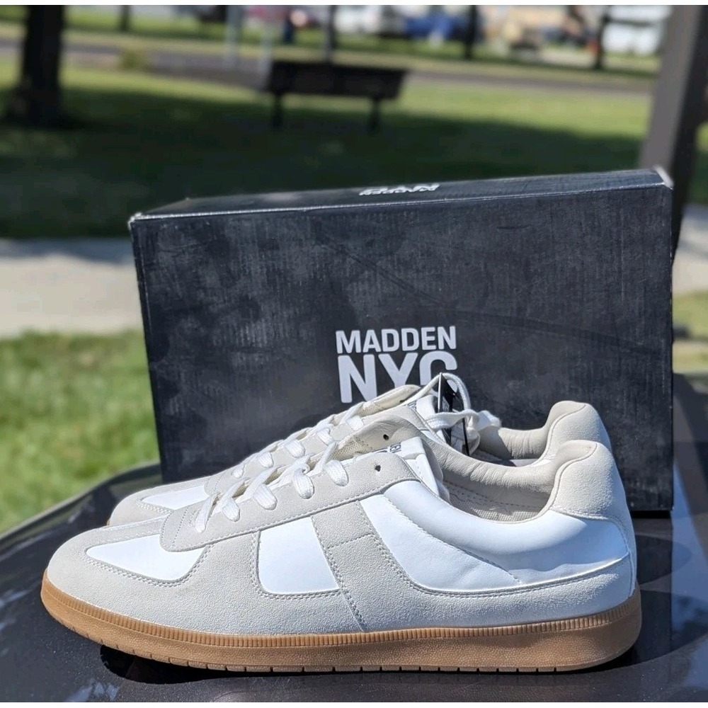 Minimalist Court Sneakers Gum Sole White Lace Up Madden NYC Men NIB 12